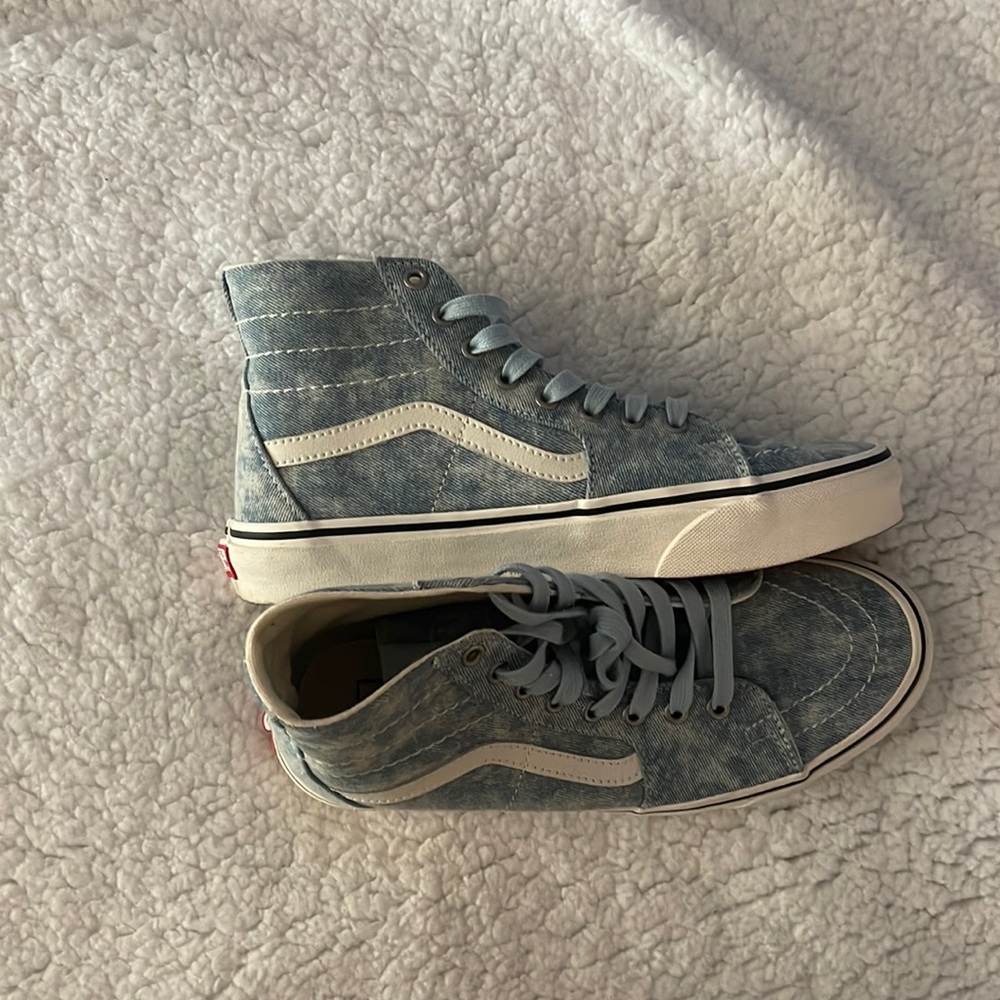 Blue Distressed SK8 High Top Vans